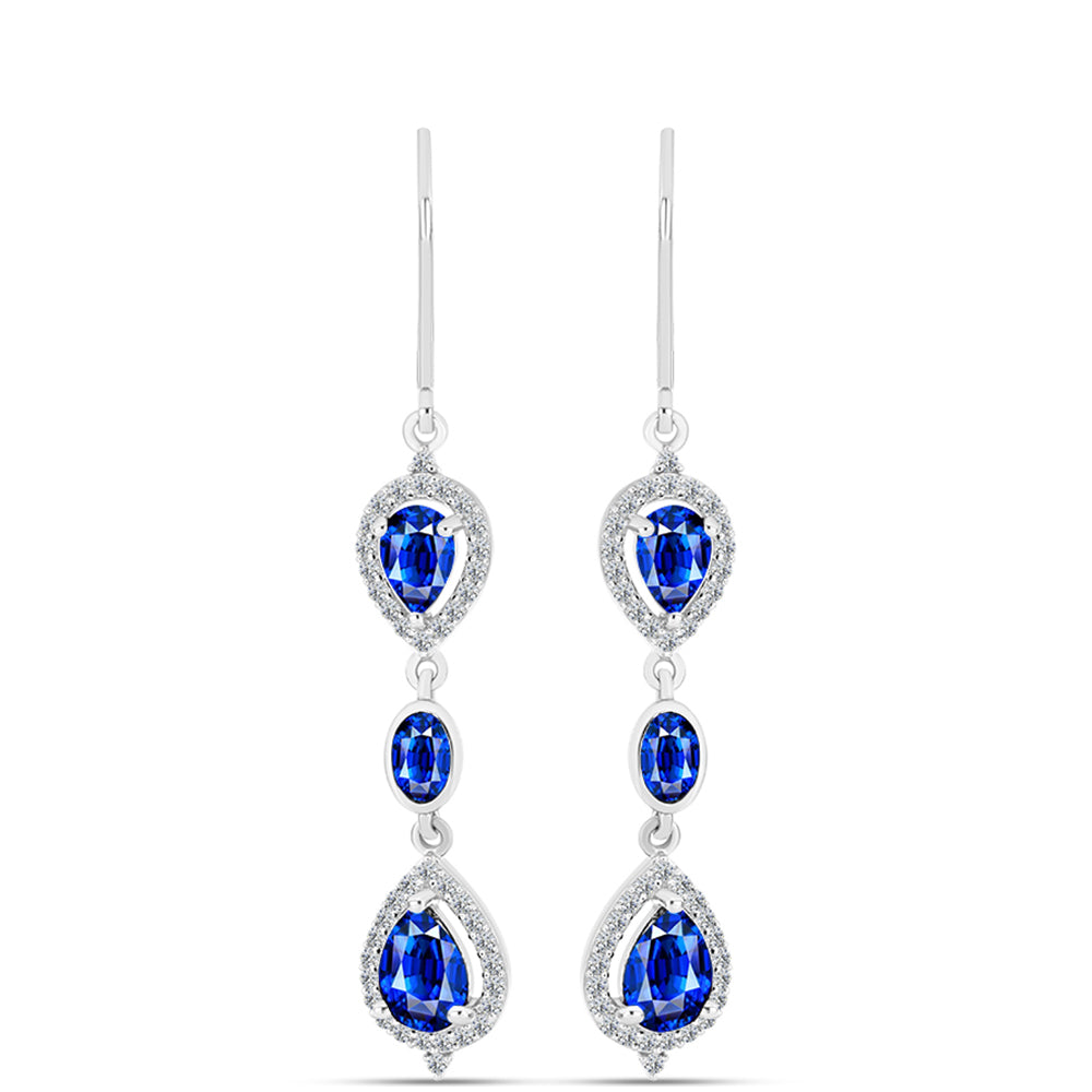 Pendientes de Plata con Zafiro Azul Australiano y Topácio Blanco