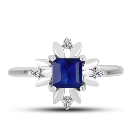 Anillo de Plata con Zafiro Azul Australiano y Topacio Blanco