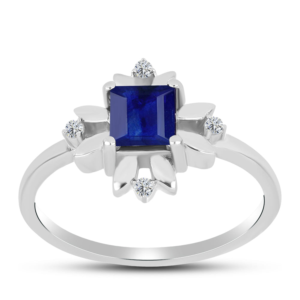 Anillo de Plata con Zafiro Azul Australiano y Topacio Blanco 3 