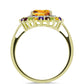 Anillo de Plata Bañada en Oro con Amatista de Marruecos y Citrino de los Montes Urales