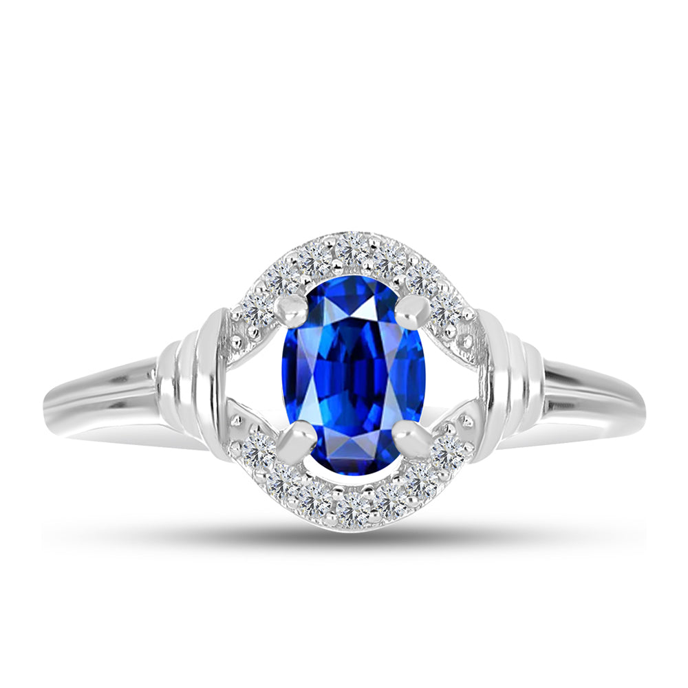 Anillo de Plata con Zafiro Azul Australiano y Topacio Blanco 1 