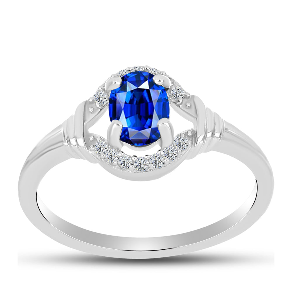 Anillo de Plata con Zafiro Azul Australiano y Topacio Blanco