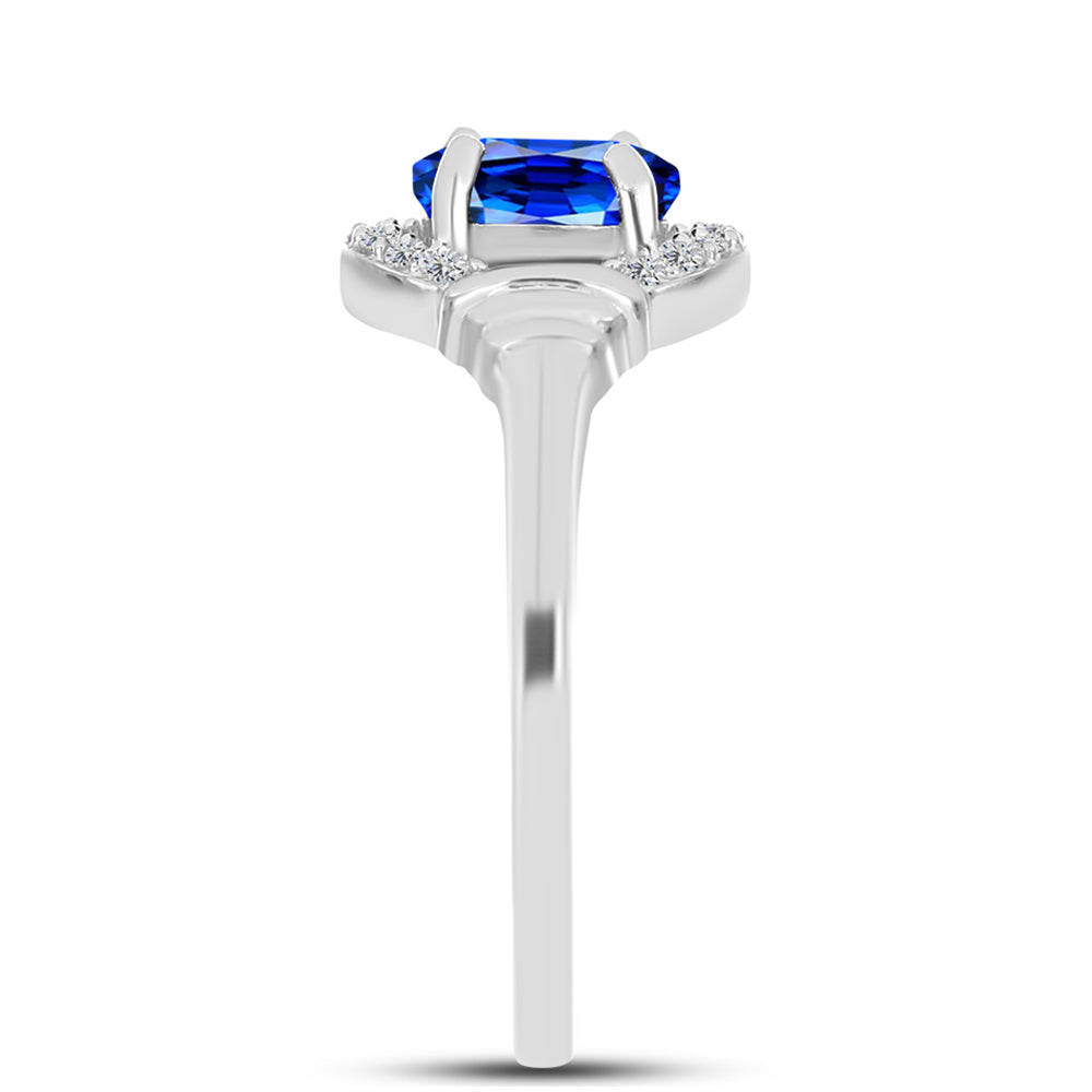 Anillo de Plata con Zafiro Azul Australiano y Topacio Blanco