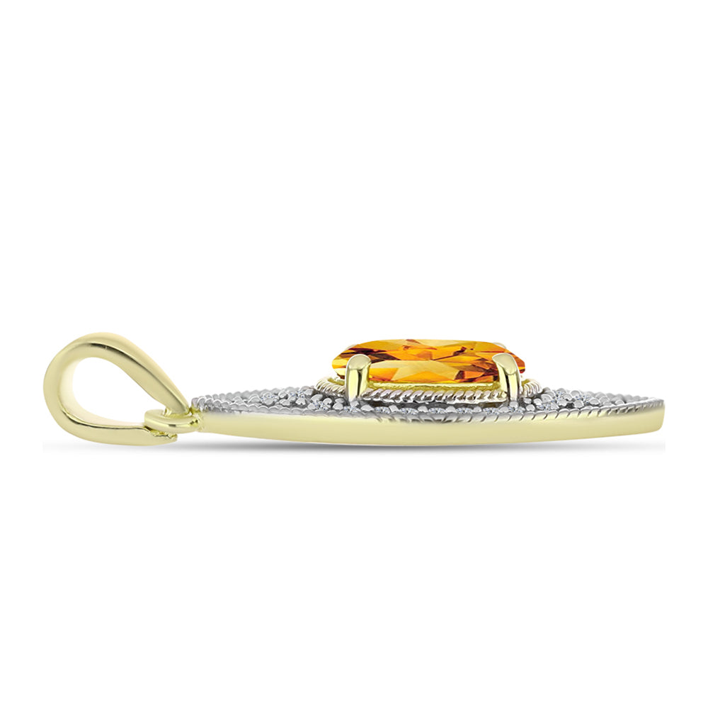 Colgante de Plata Bañada en Oro con Citrino de Río del Oro y Topacio Blanco 2 