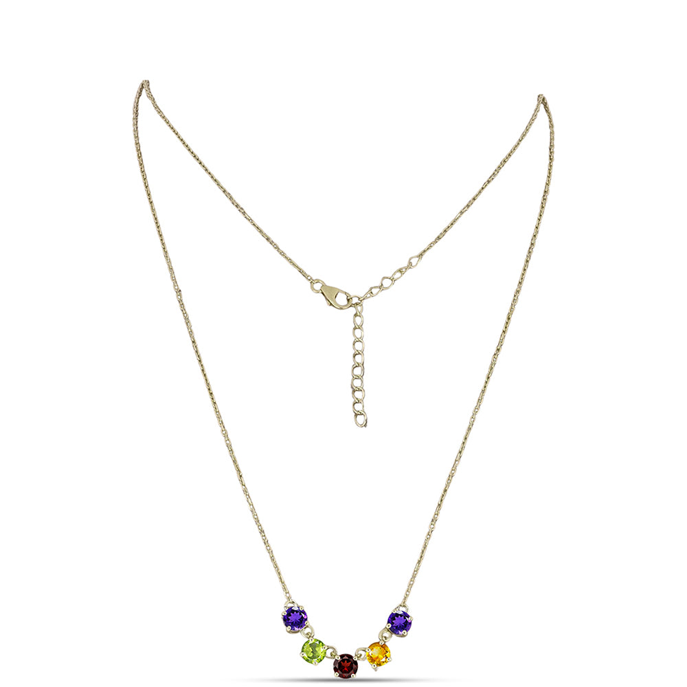 Collar de Plata Bañada en Oro con Amatista de Marruecos y Citrino de los Montes Urales 1 