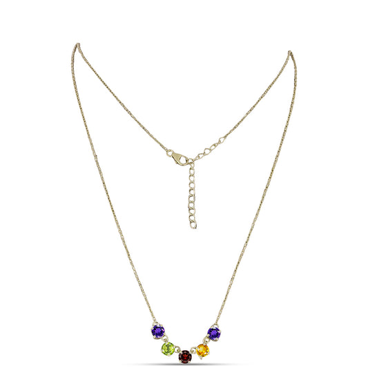 Collar de Plata Bañada en Oro con Amatista de Marruecos y Citrino de los Montes Urales