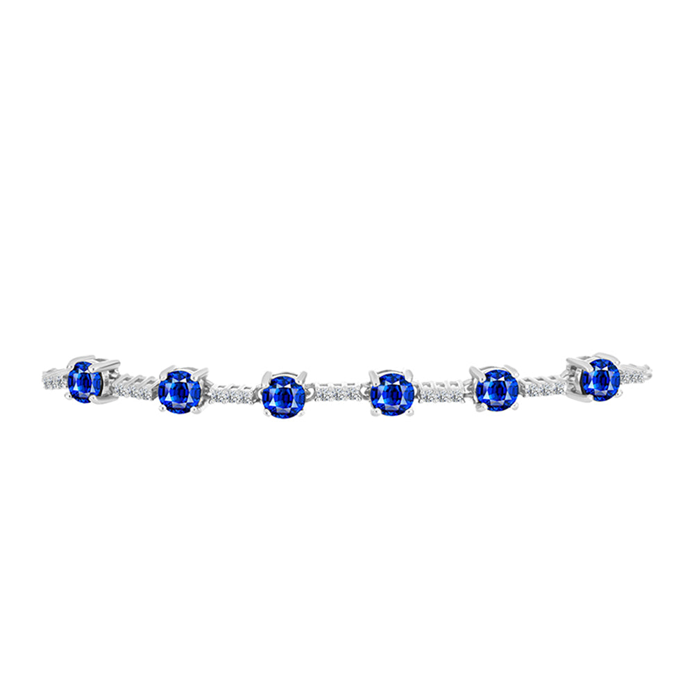 Pulsera de Plata con Zafiro Azul Australiano y Topacio Blanco 2 