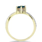 Anillo de Plata Bañada en Oro con Drusa Verde y Topacio Blanco