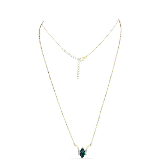 Collar de Plata Bañada en Oro con Drusa Verde y Topacio Blanco