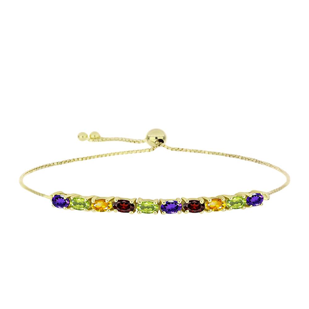 Pulsera de Plata Bañada en Oro con Amatista de Marruecos y Citrino de los Montes Urales