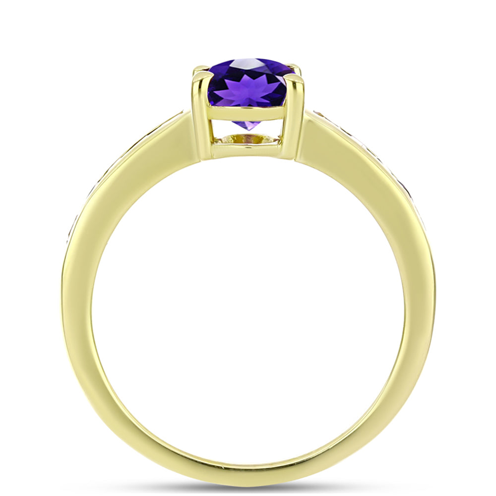 Anillo de Plata Bañada en Oro con Amatista de Marruecos y Citrino de los Montes Urales