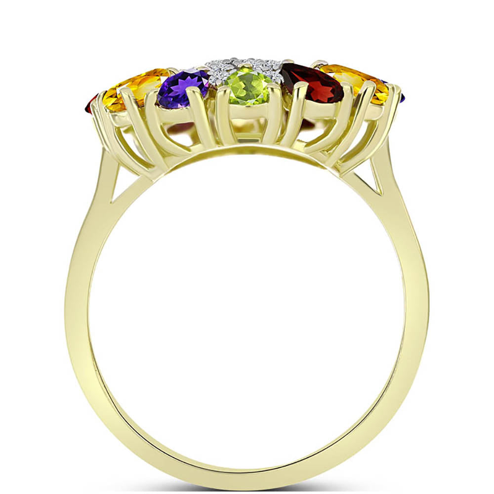 Anillo de Plata Bañada en Oro con Amatista de Marruecos y Citrino de los Montes Urales 2 