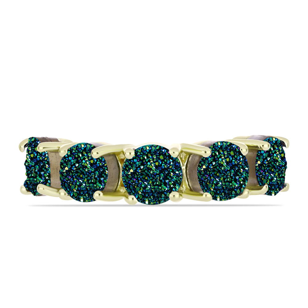 Anillo de Plata Bañada en Oro con Drusa Verde 1 