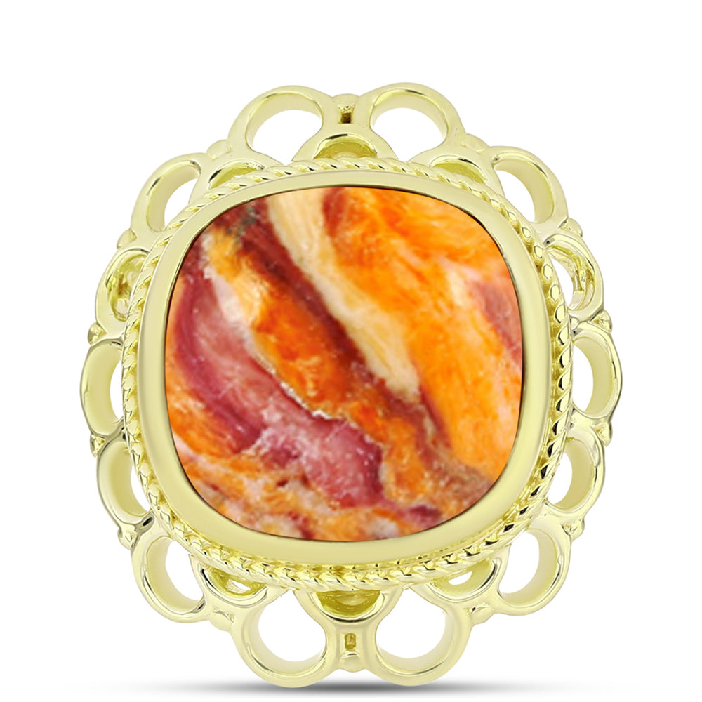 Anillo de Plata Bañada en Oro con Jaspe Garra de León 1 