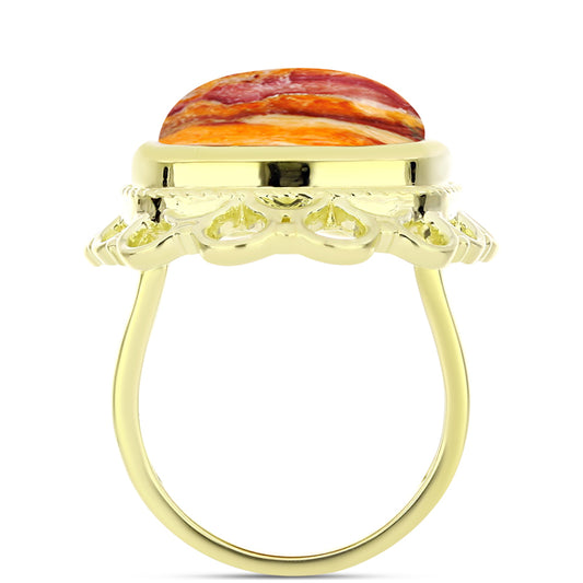 Anillo de Plata Bañada en Oro con Jaspe Garra de León