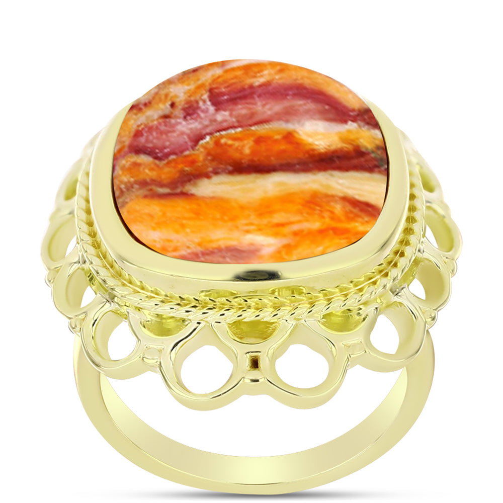 Anillo de Plata Bañada en Oro con Jaspe Garra de León 3 