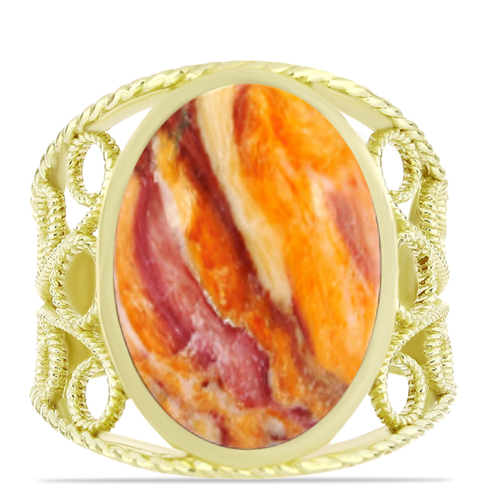 Anillo de Plata Bañada en Oro con Jaspe Garra de León 1 
