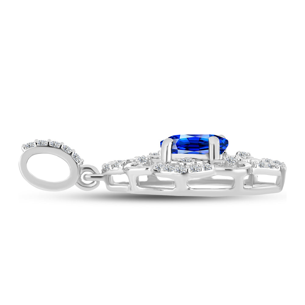 Colgante de Plata con Zafiro Azul Australiano y Topacio Blanco 2 