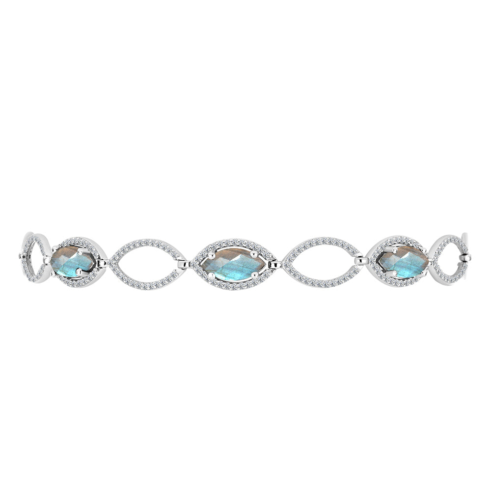 Pulsera de Plata con Labradorita y Topacio Blanco 1 