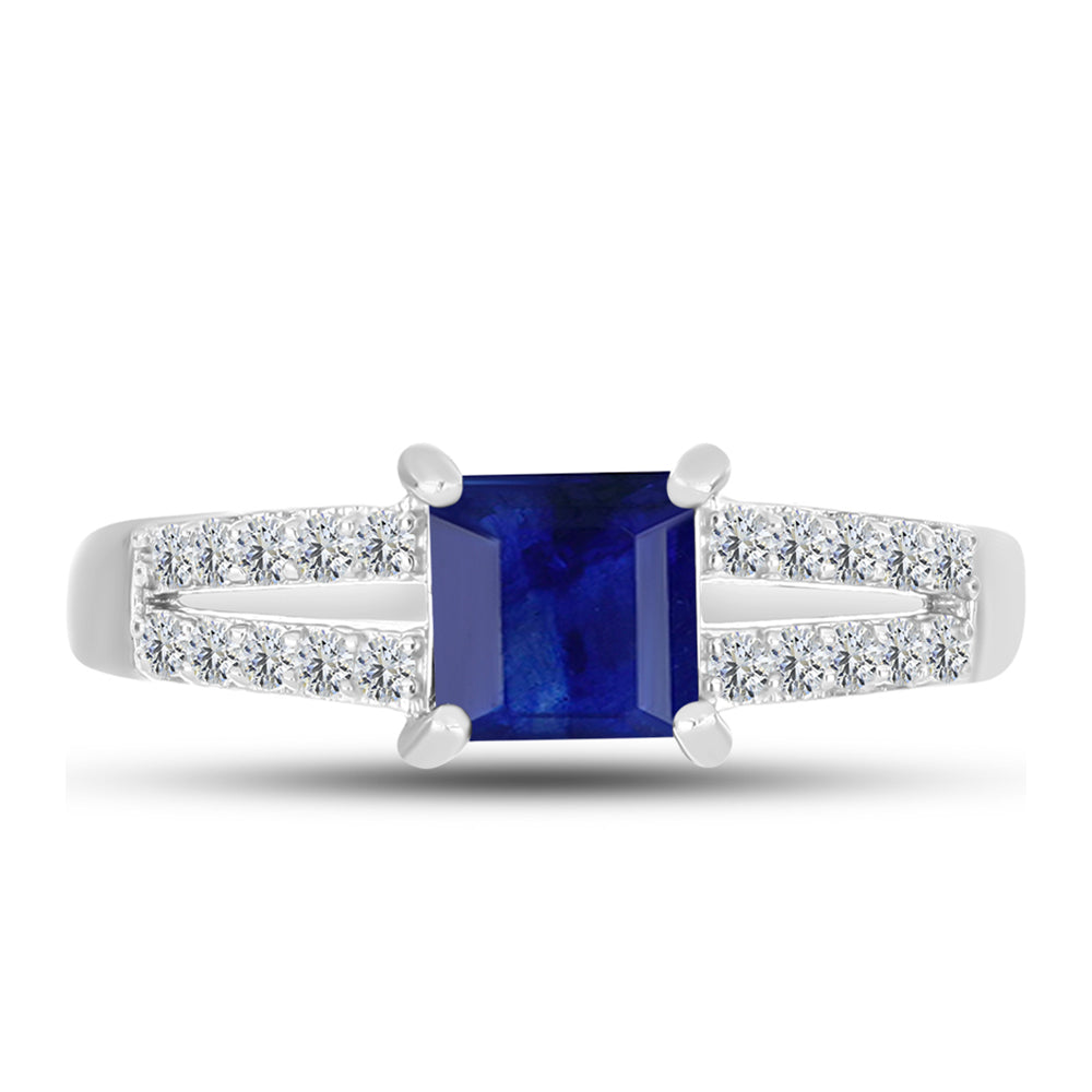 Anillo de Plata con Zafiro Azul Australiano y Topacio Blanco