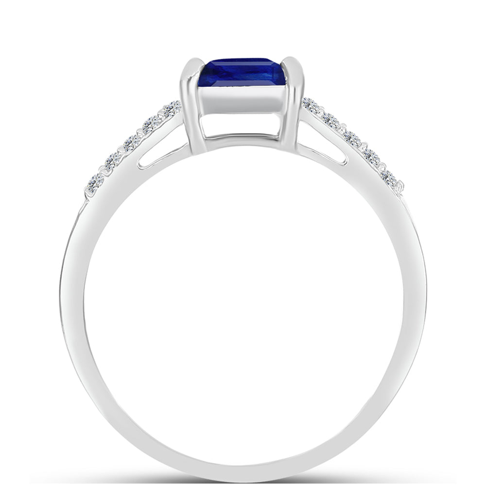 Anillo de Plata con Zafiro Azul Australiano y Topacio Blanco 2 
