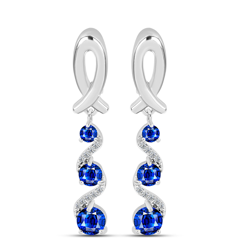 Pendientes de Plata con Zafiro Azul Australiano y Topacio Blanco 1 