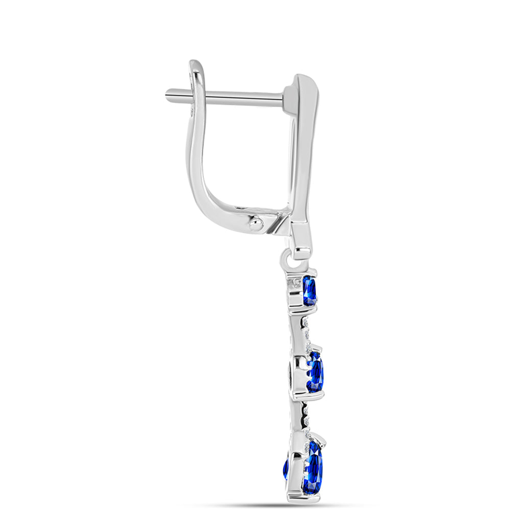 Pendientes de Plata con Zafiro Azul Australiano y Topacio Blanco
