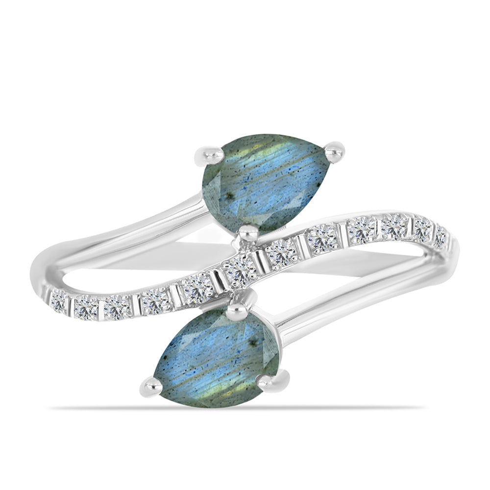 Anillo de Plata con Labradorita y Topacio Blanco 1 