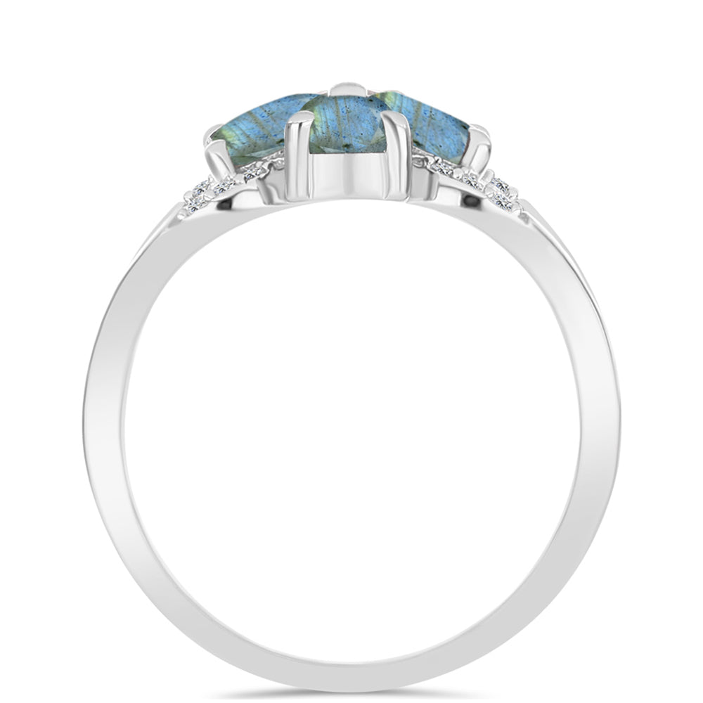 Anillo de Plata con Labradorita y Topacio Blanco 2 