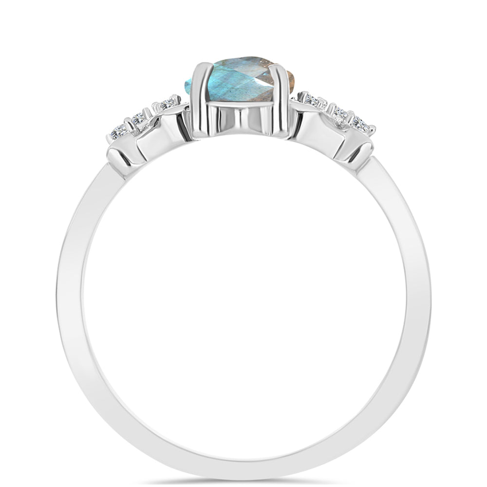 Anillo de Plata con Labradorita y Topacio Blanco 2 