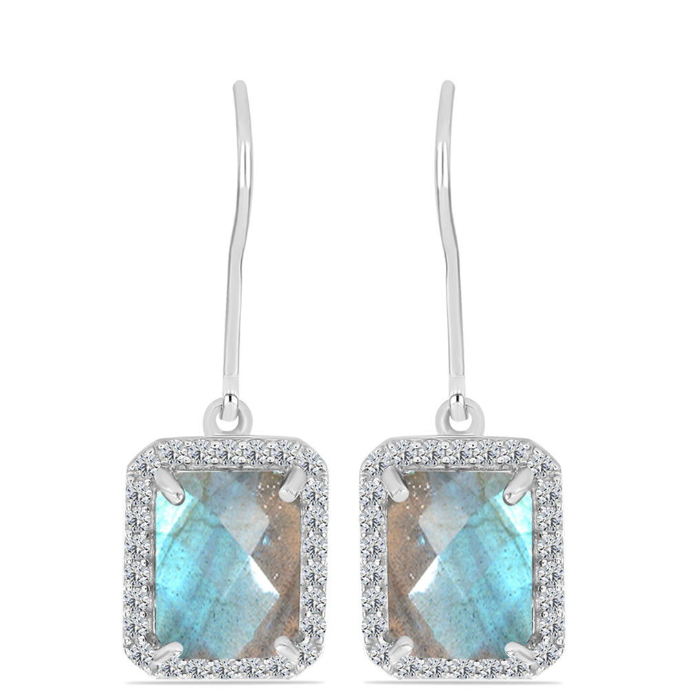 Pendientes de Plata con Labradorita y Topacio Blanco