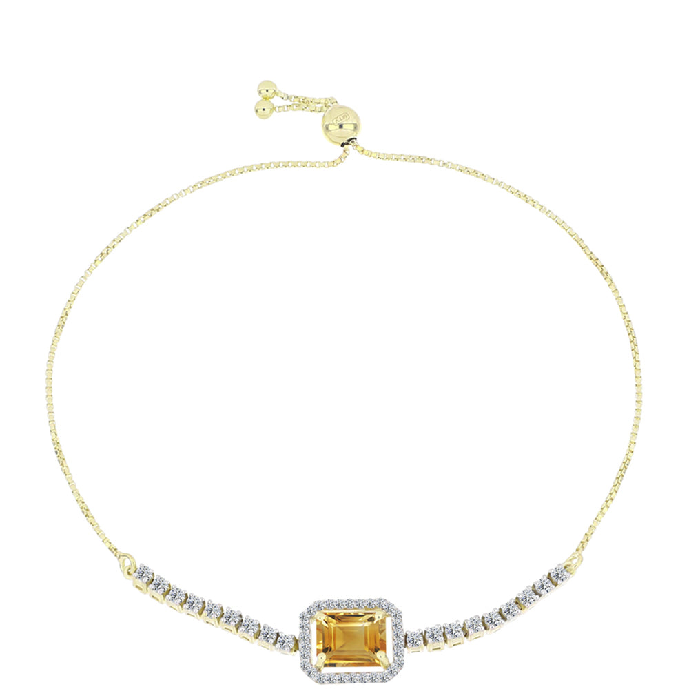 Pulsera de Plata Bañada en Oro con Citrino de Río del Oro y Topacio Blanco 1 