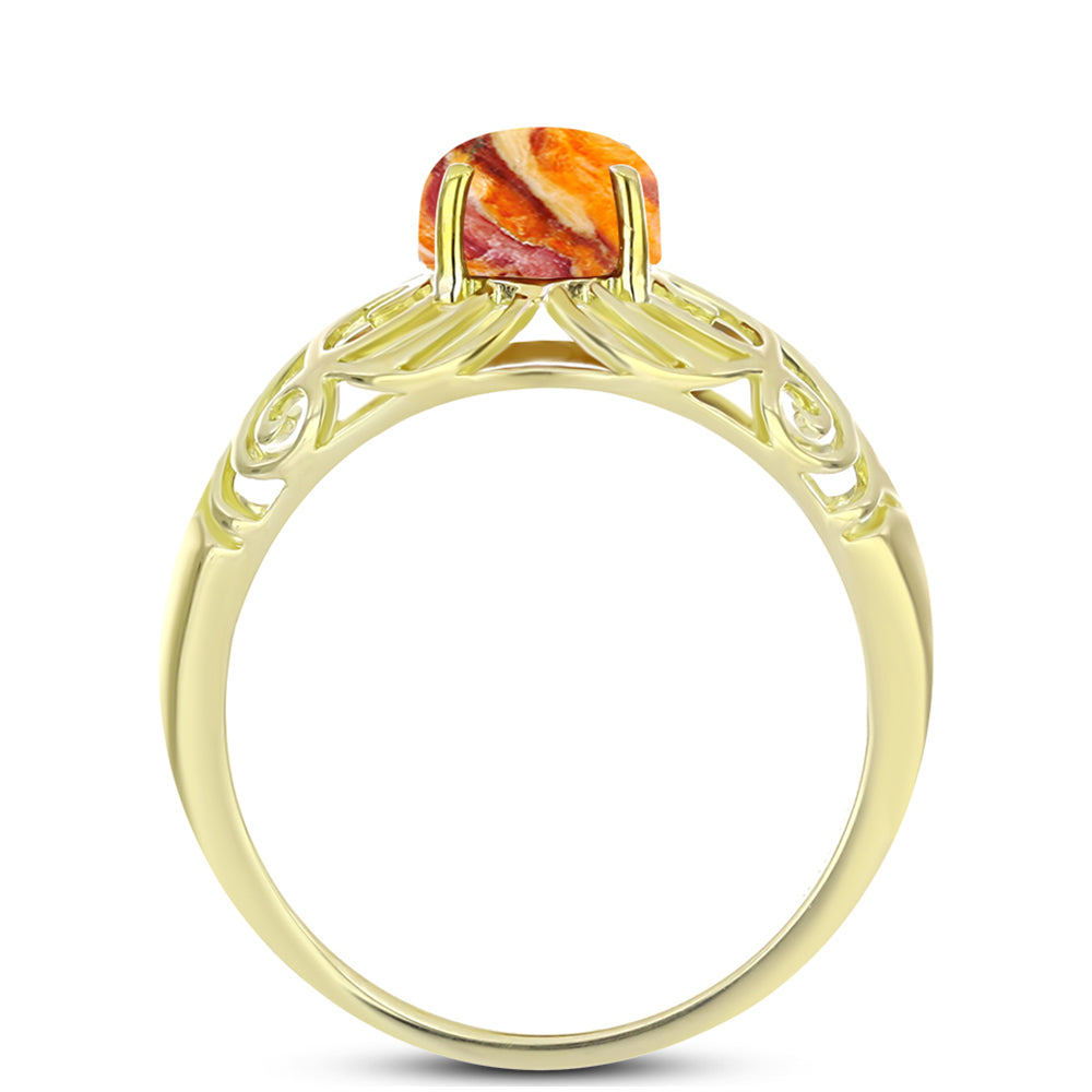 Anillo de Plata Bañada en Oro con Jaspe Garra de León