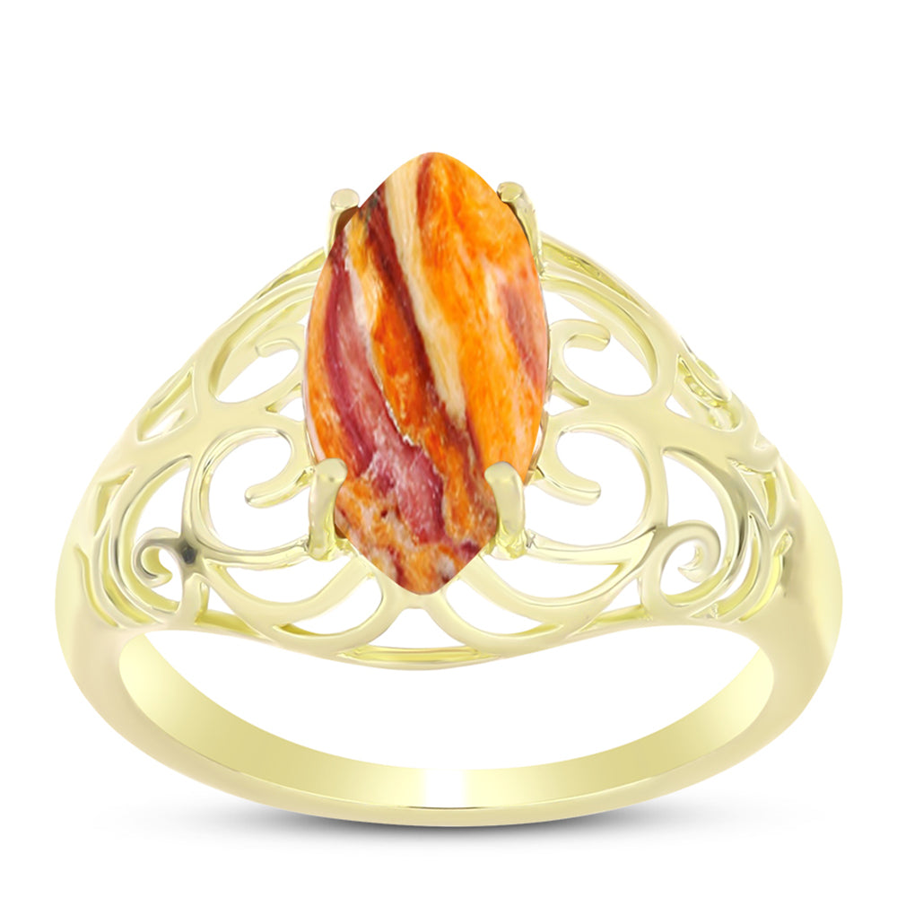 Anillo de Plata Bañada en Oro con Jaspe Garra de León