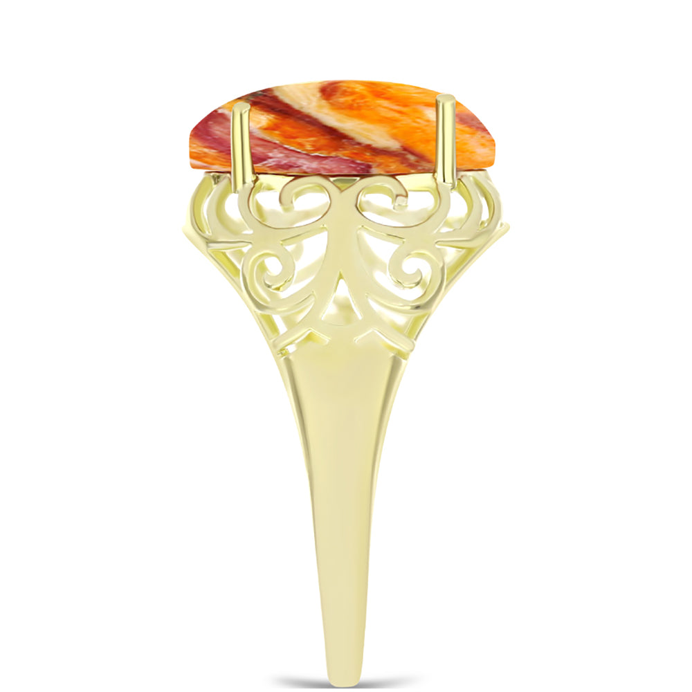 Anillo de Plata Bañada en Oro con Jaspe Garra de León 4 