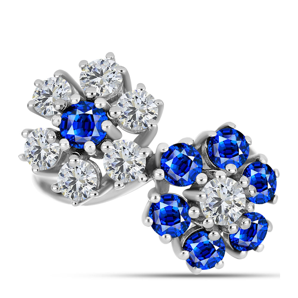 Anillo de Plata con Zafiro Azul Australiano y Topacio Blanco 1 
