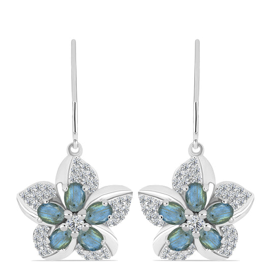 Pendientes de Plata con Labradorita y Topacio Blanco