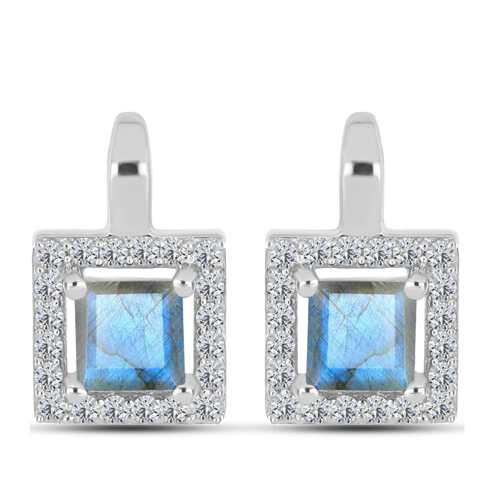 Pendientes de Plata con Labradorita y Topacio Blanco 1 