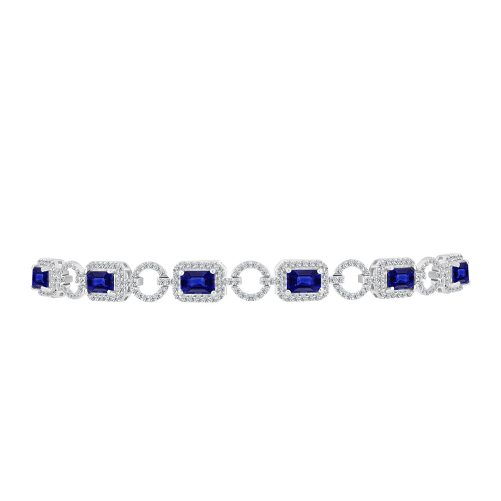 Pulsera de Plata con Zafiro Azul Australiano y Topacio Blanco 2 