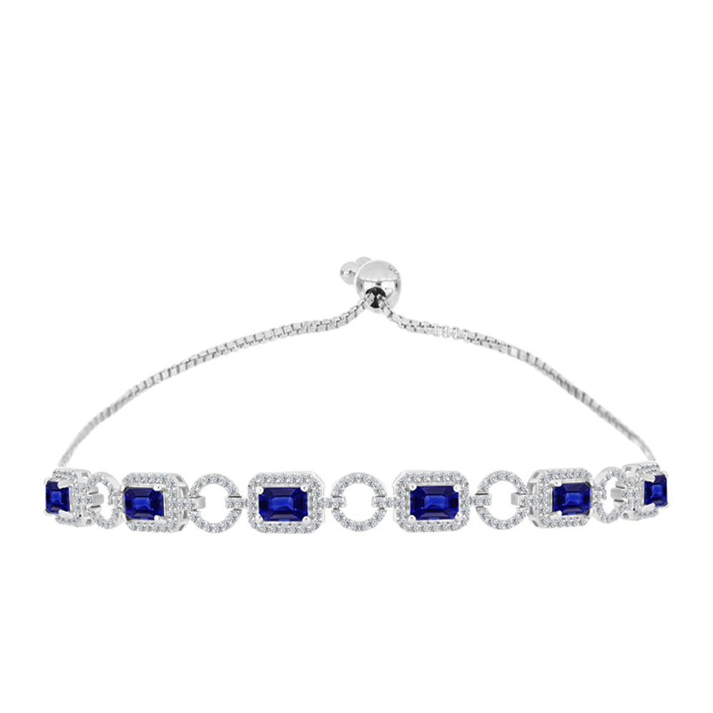 Pulsera de Plata con Zafiro Azul Australiano y Topacio Blanco 1 
