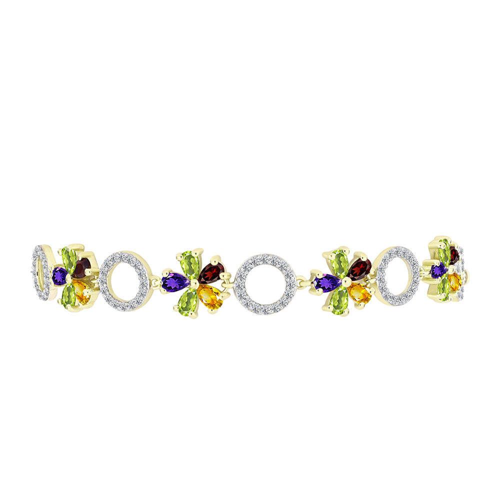 Pulsera de Plata Bañada en Oro con Amatista de Marruecos y Citrino de los Montes Urales 2 