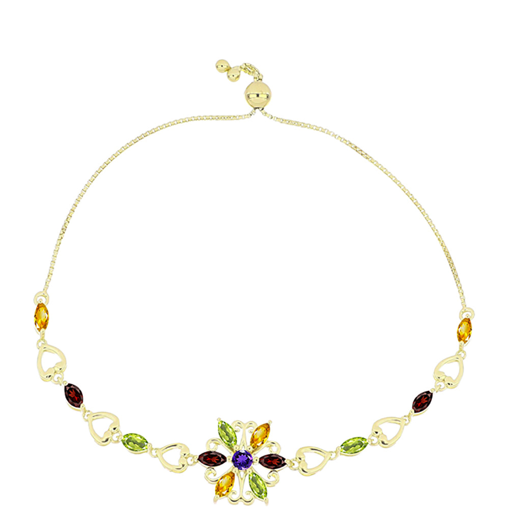 Pulsera de Plata Bañada en Oro con Amatista de Marruecos y Citrino de los Montes Urales 1 