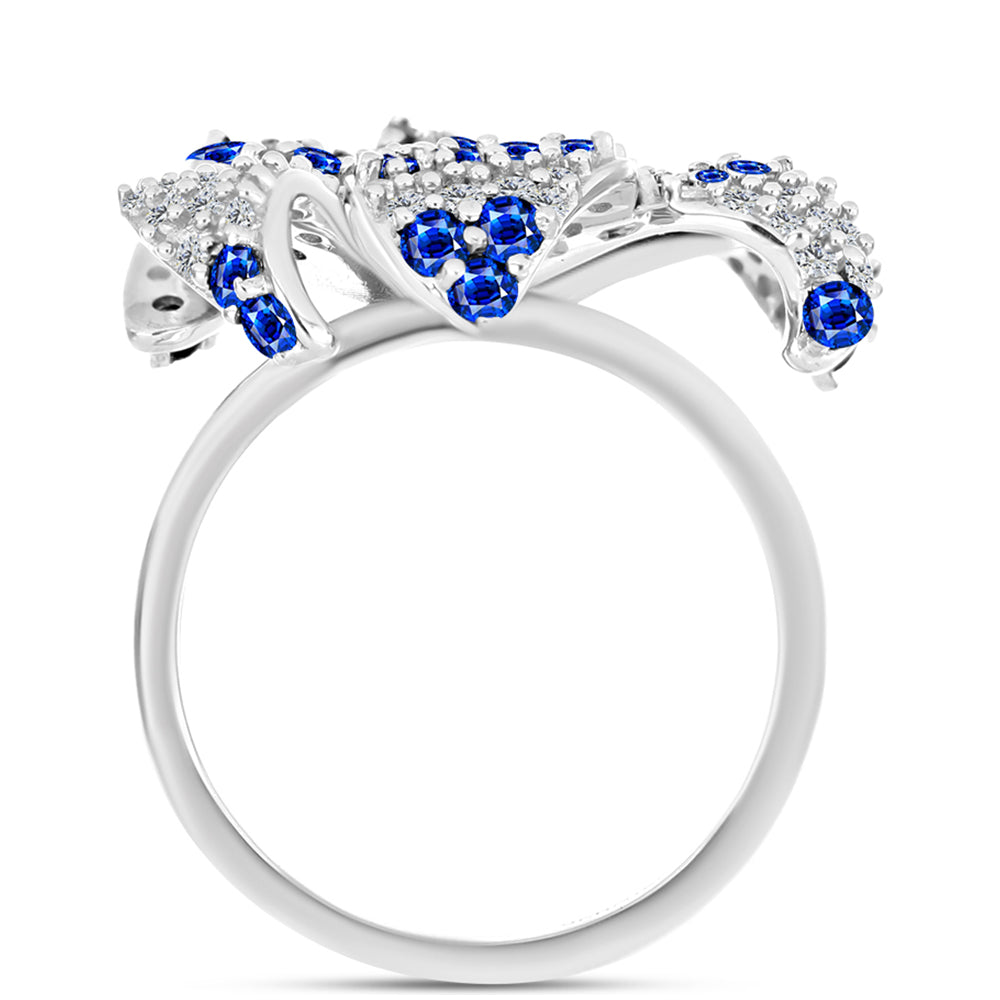 Anillo de Plata con Zafiro Azul Australiano y Topacio Blanco 2 