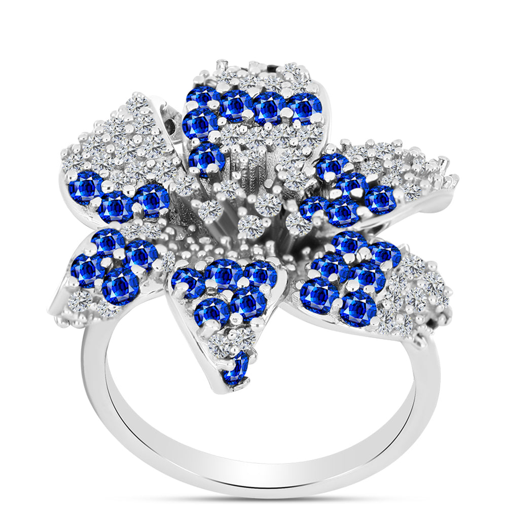 Anillo de Plata con Zafiro Azul Australiano y Topacio Blanco