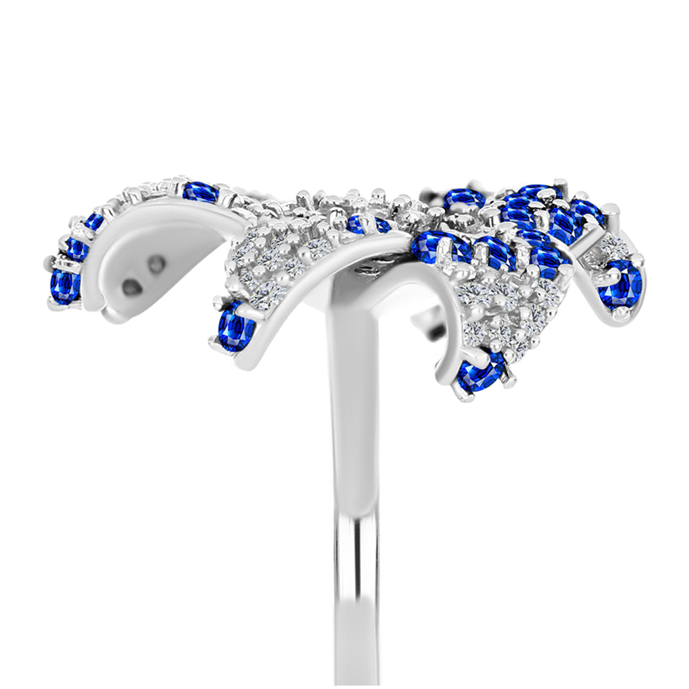 Anillo de Plata con Zafiro Azul Australiano y Topacio Blanco