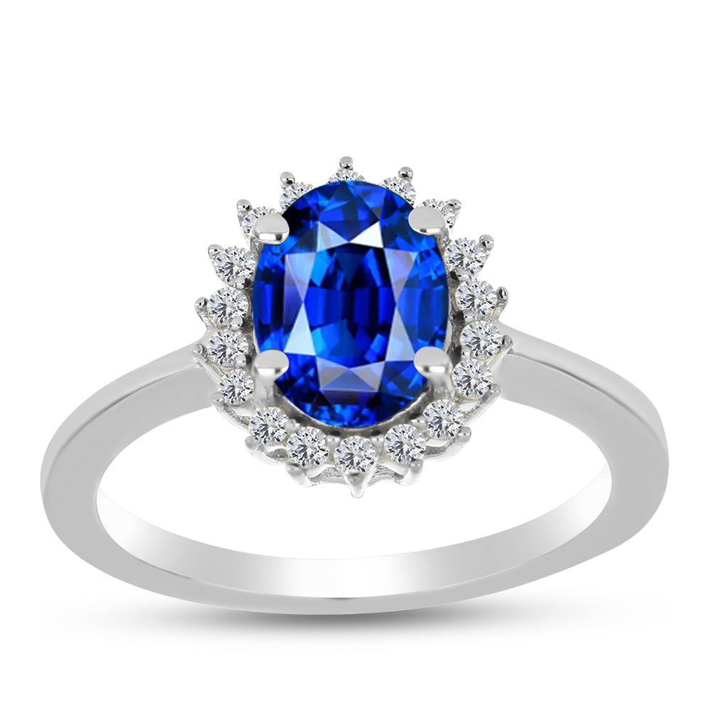 Anillo de Plata con Zafiro Azul Australiano y Topacio Blanco 3 