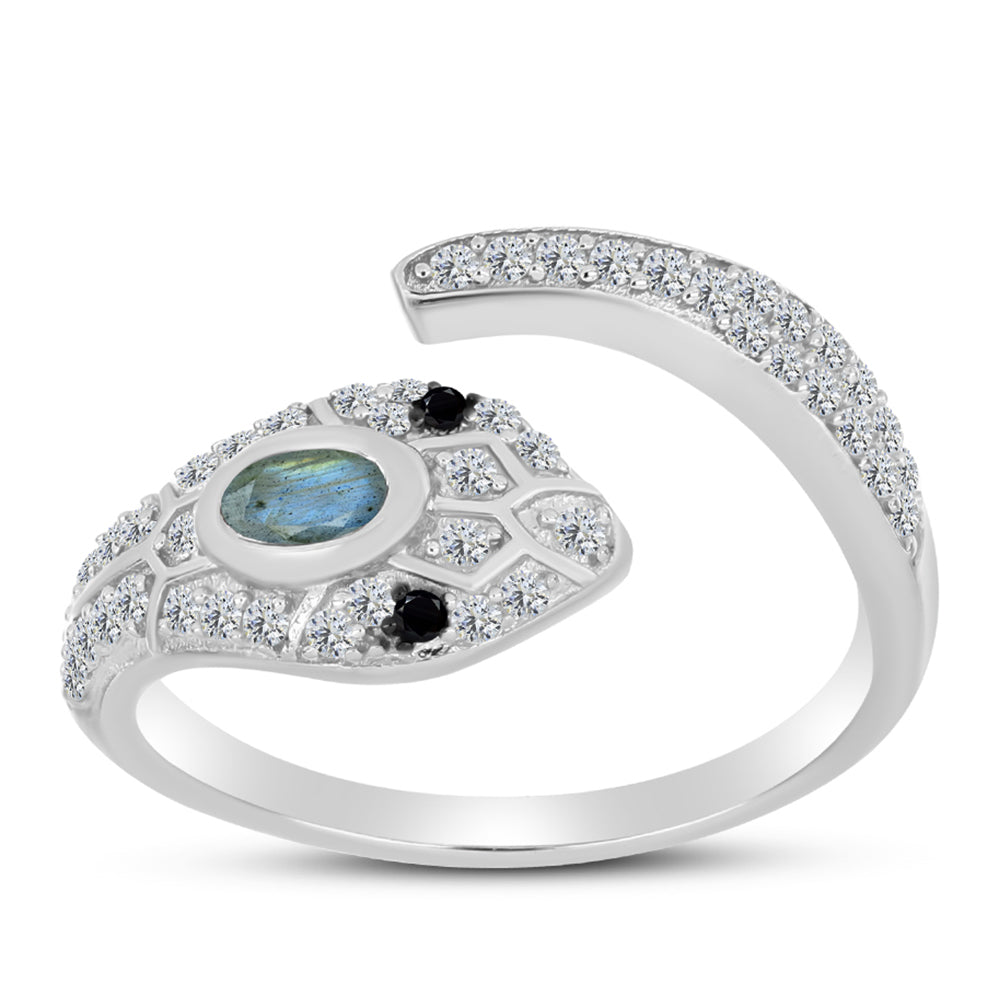 Anillo de Plata con Labradorita y Espinela Negra 3 