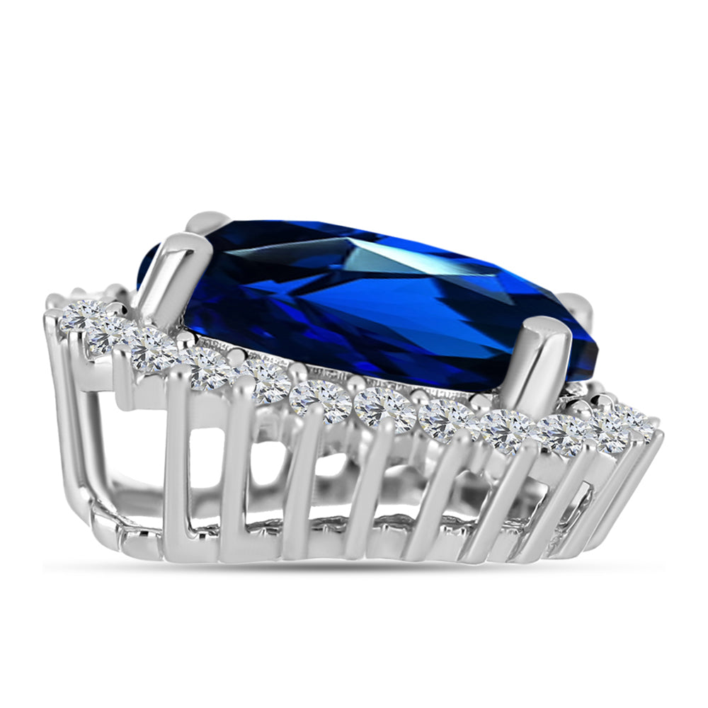 Colgante de Plata con Zafiro artificial y Zircón Blanco