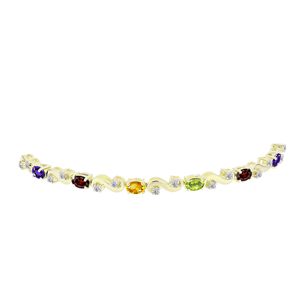 Pulsera de Plata Bañada en Oro con Amatista de Marruecos y Citrino de los Montes Urales