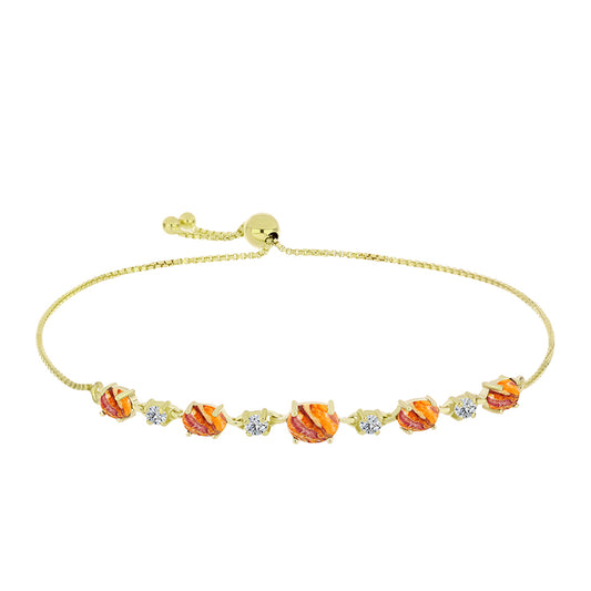 Pulsera de Plata Bañada en Oro con Jaspe Garra de León y Topacio Blanco